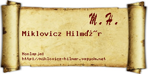 Miklovicz Hilmár névjegykártya